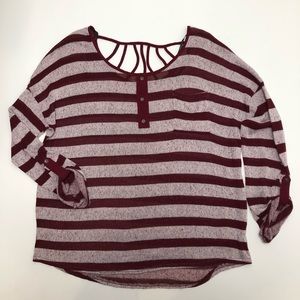 Mine Too Striped Tab Sleeve Knit Top Size 3XL